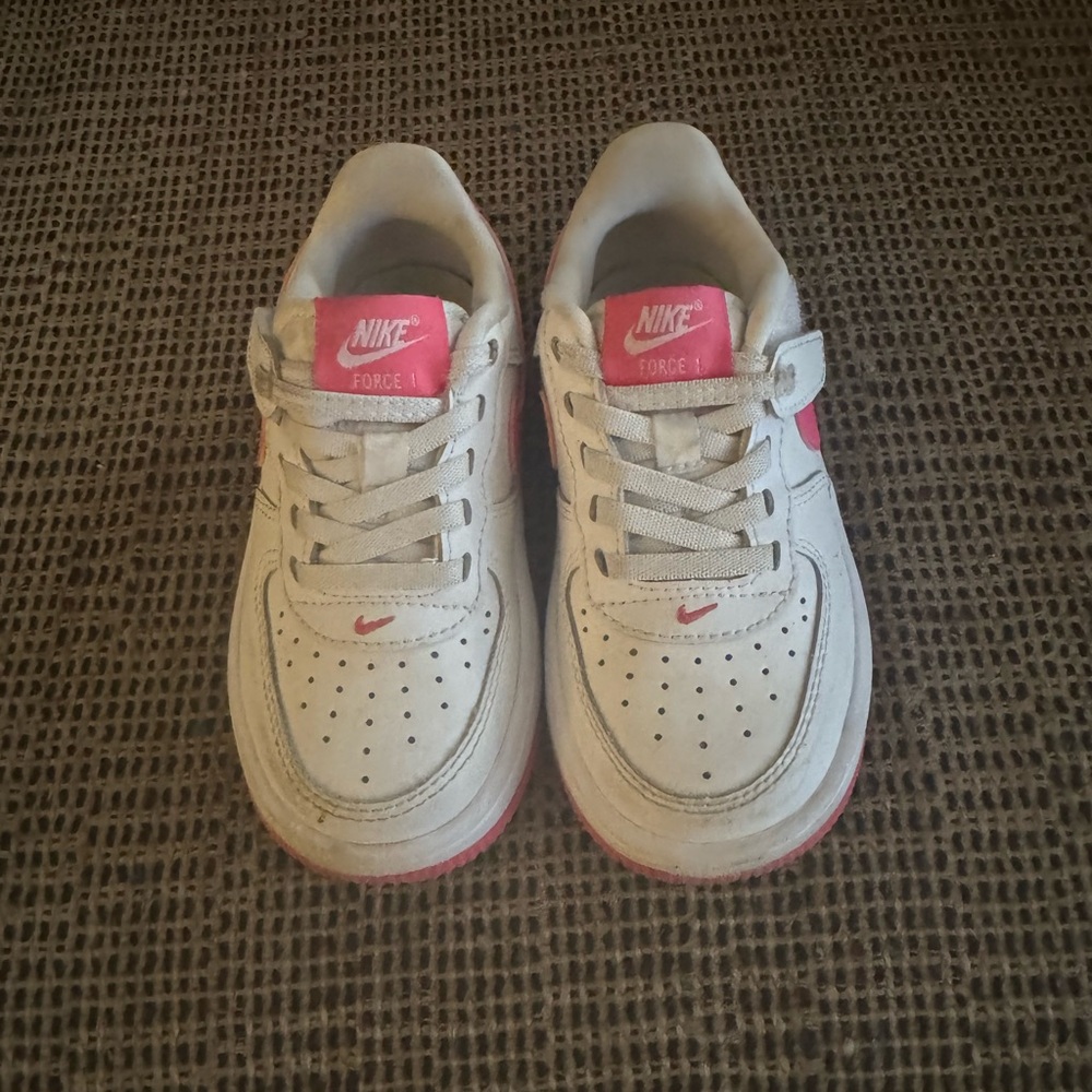 Nike Kids White and Pink Force Sneakers